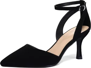 mysoft Women's Pumps Shoes Pointed Toe Kitten Low Heels Stiletto Ankle Strap Closed Toe Wedding Party Dress Sandals