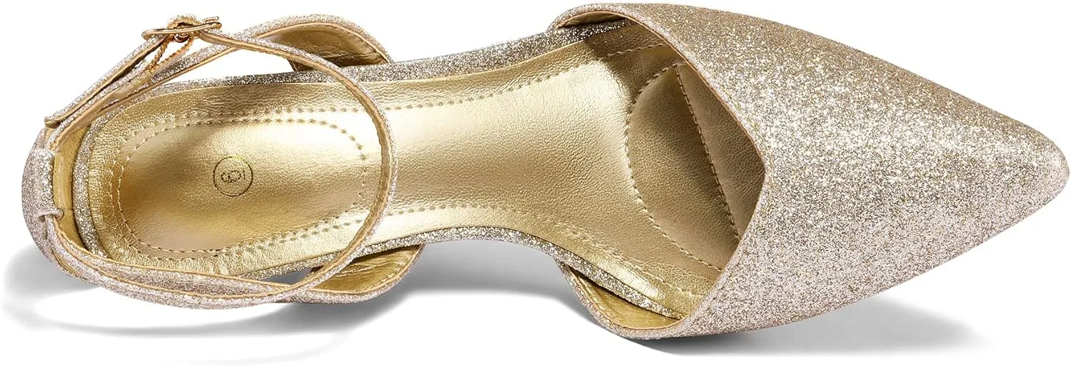 mysoft Women's Pumps Shoes Pointed Toe Kitten Low Heels Stiletto Ankle Strap Closed Toe Wedding Party Dress Sandals