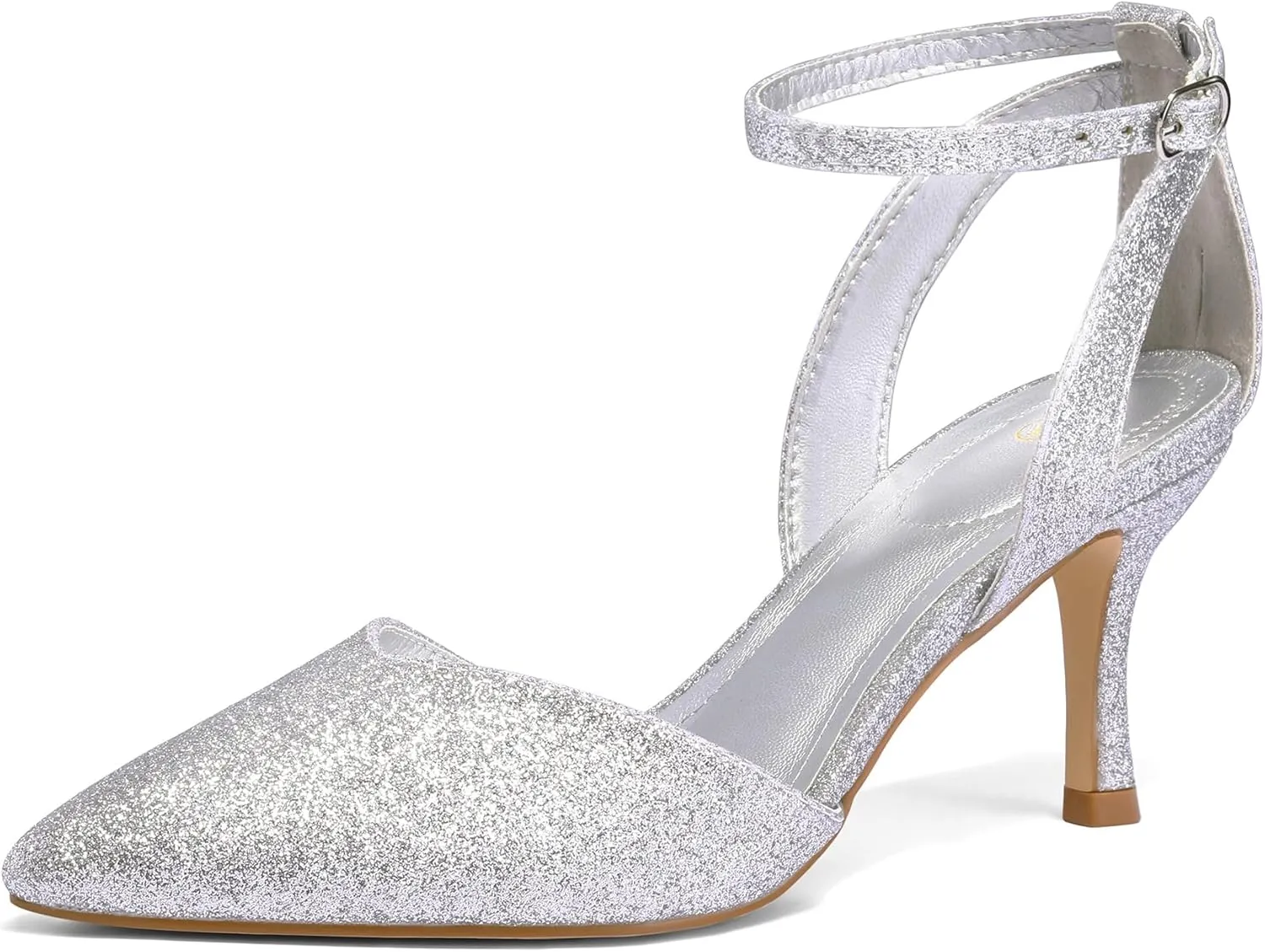 mysoft Women's Pumps Shoes Pointed Toe Kitten Low Heels Stiletto Ankle Strap Closed Toe Wedding Party Dress Sandals