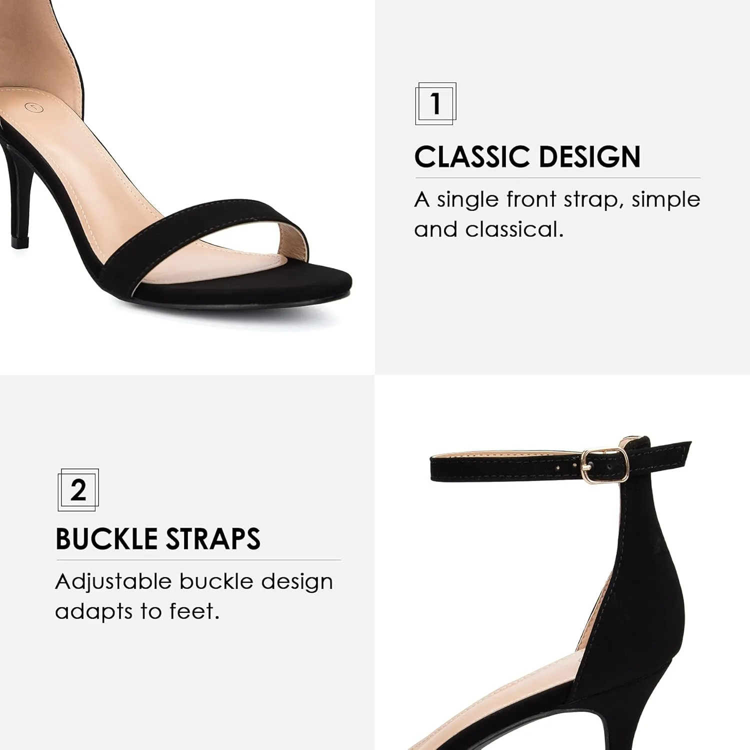 mysoft Women's Stilettos Classic Strappy Open Toe Pump Heel Sandals
