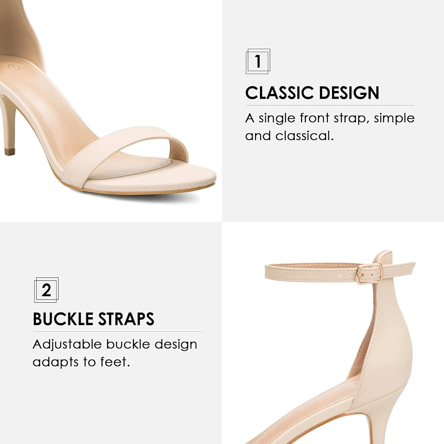 mysoft Women's Stilettos Classic Strappy Open Toe Pump Heel Sandals