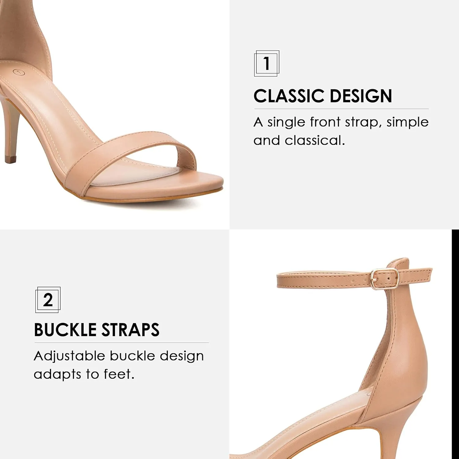 mysoft Women's Stilettos Classic Strappy Open Toe Pump Heel Sandals