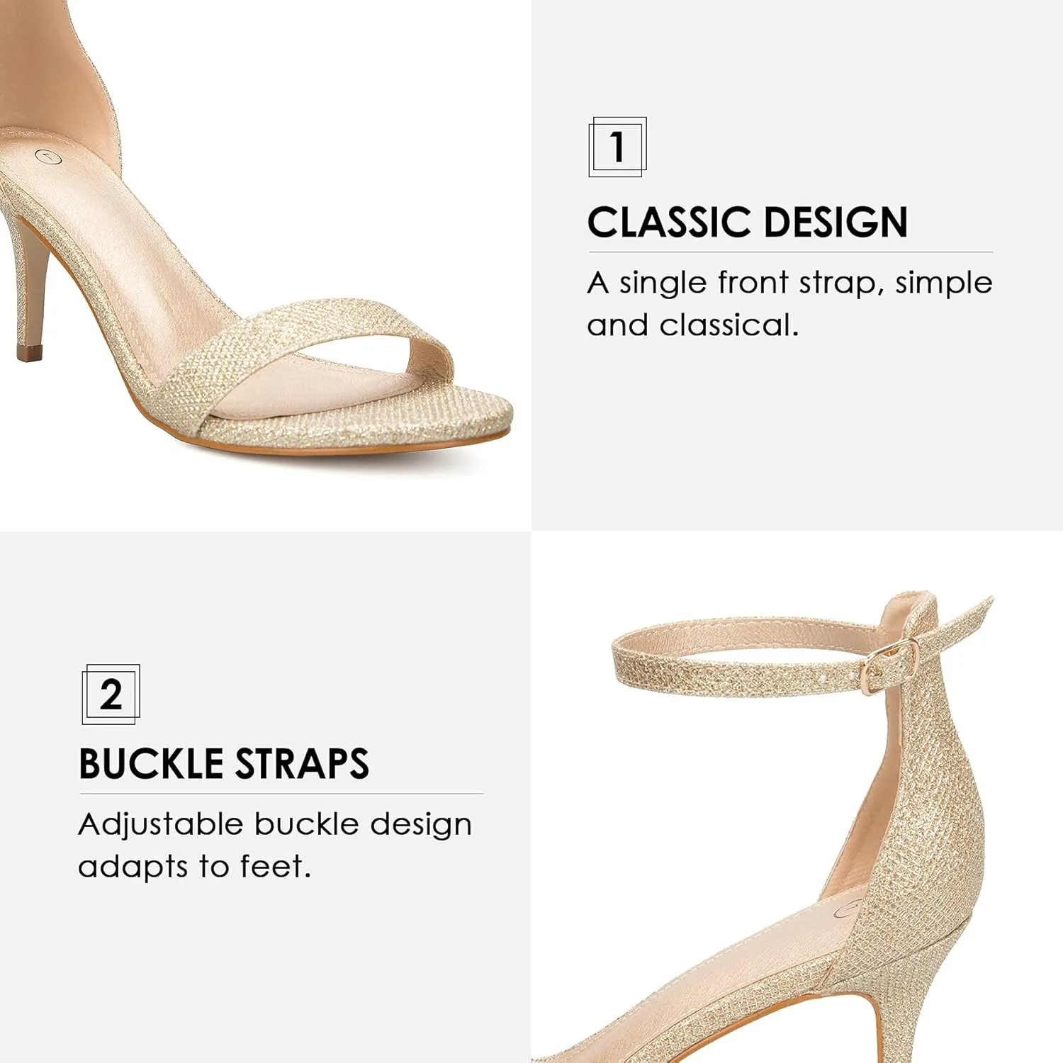 mysoft Women's Stilettos Classic Strappy Open Toe Pump Heel Sandals