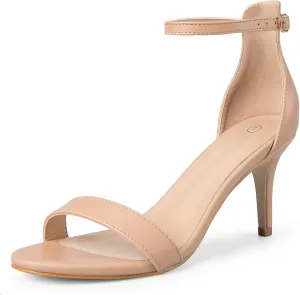 mysoft Women's Stilettos Classic Strappy Open Toe Pump Heel Sandals