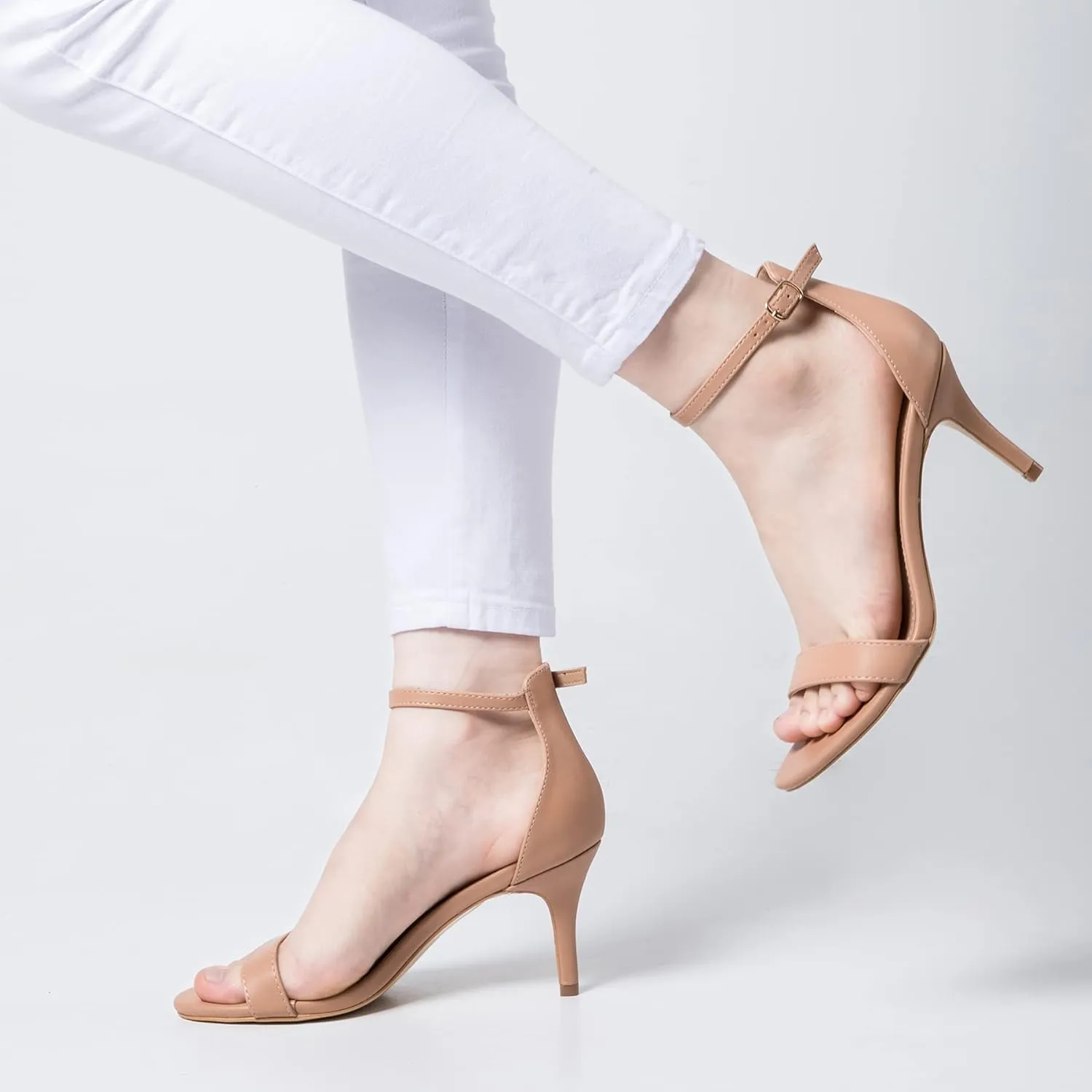 mysoft Women's Stilettos Classic Strappy Open Toe Pump Heel Sandals
