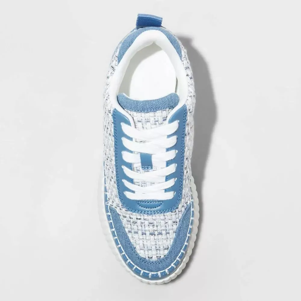 Natural Woven Lace Up Platform Sneakers for Women Low Top Stitching Classic Causal Shoes