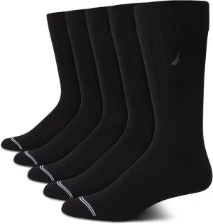 Nautica Mens Dress Socks - 5 Pack Breathable Comfort Stretch Crew-Length Work Socks for Men for Business Formal Wear (6-12.5)
