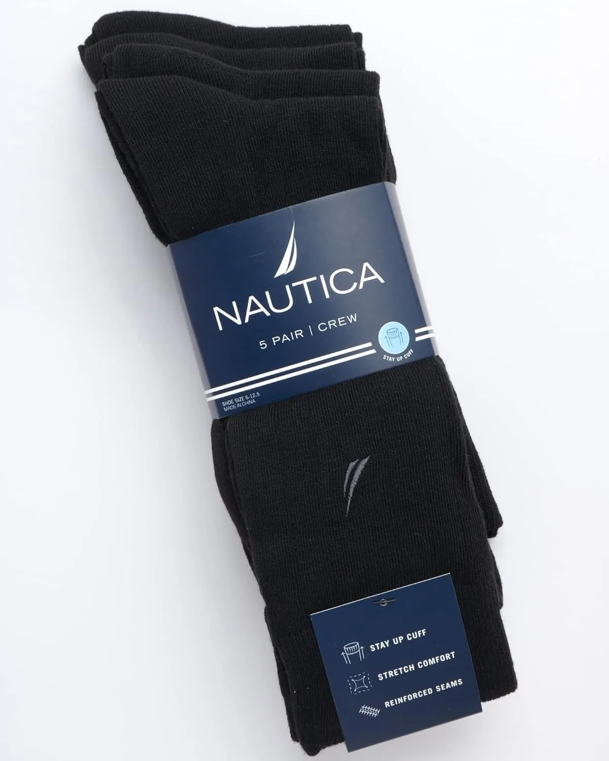 Nautica Mens Dress Socks - 5 Pack Breathable Comfort Stretch Crew-Length Work Socks for Men for Business Formal Wear (6-12.5)