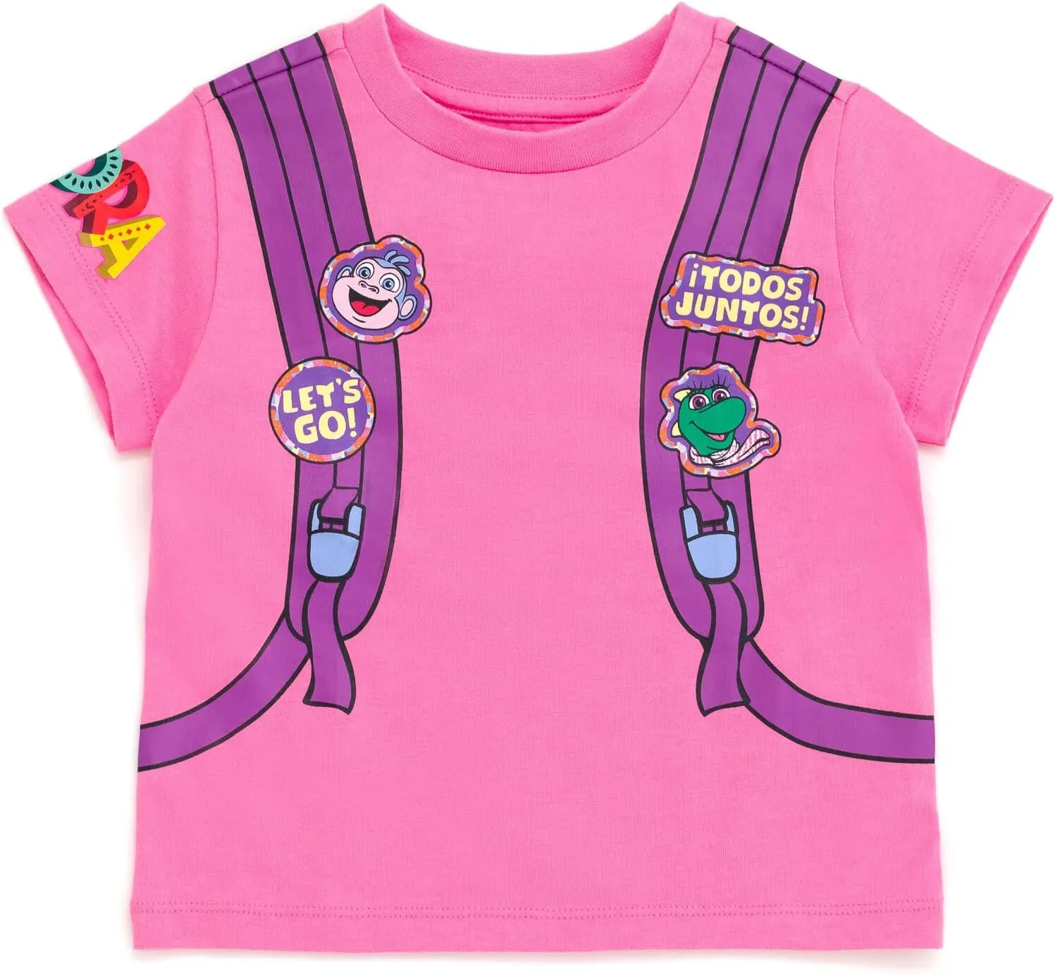 Nickelodeon Dora Girls Cosplay T-Shirt & French Terry Shorts Outfit Set Toddler to Little Kid Sizes (2T - 7-8)