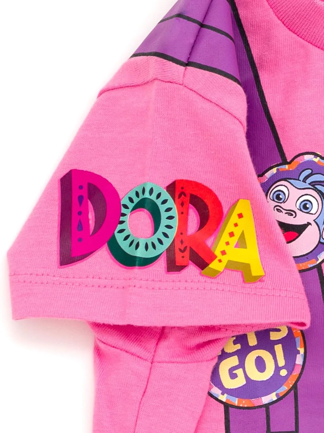 Nickelodeon Dora Girls Cosplay T-Shirt & French Terry Shorts Outfit Set Toddler to Little Kid Sizes (2T - 7-8)