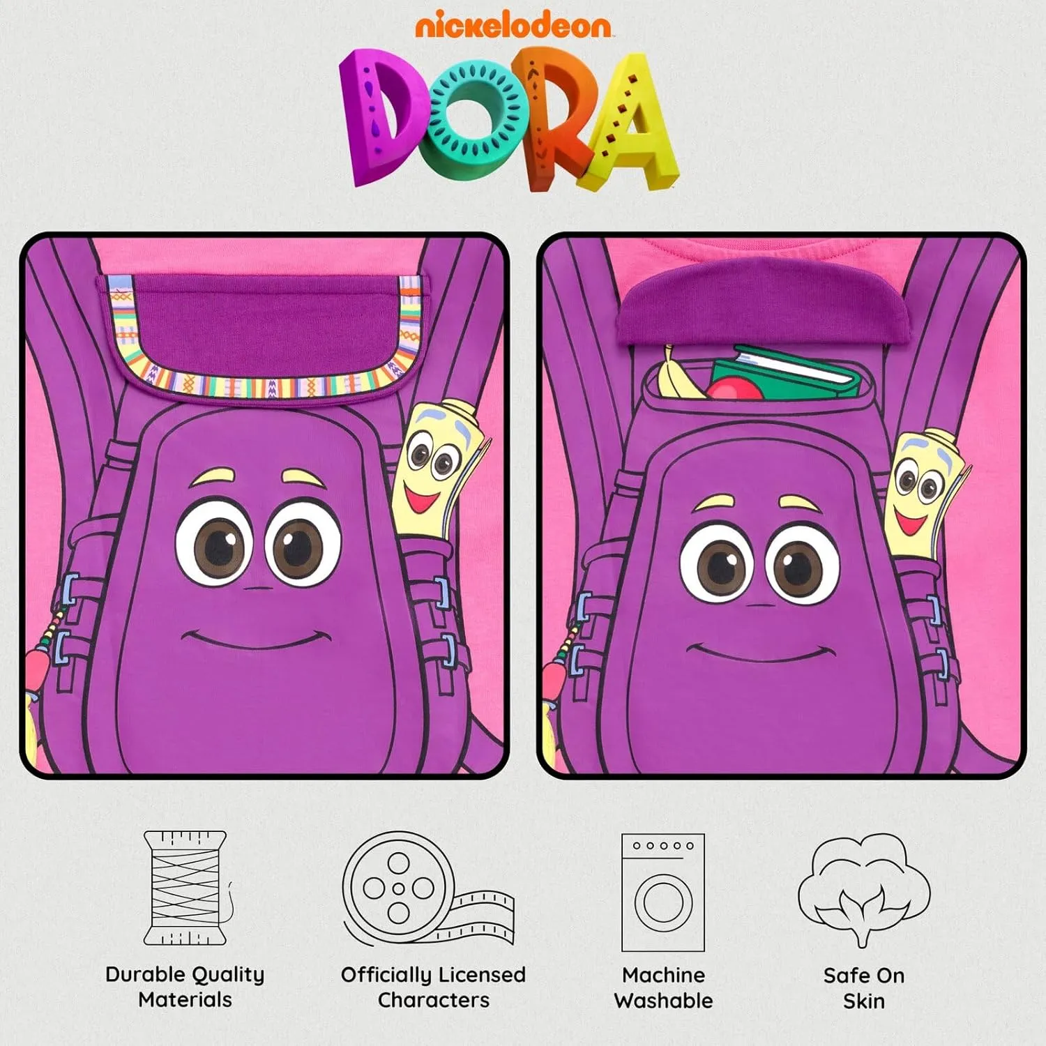 Nickelodeon Dora Girls Cosplay T-Shirt & French Terry Shorts Outfit Set Toddler to Little Kid Sizes (2T - 7-8)