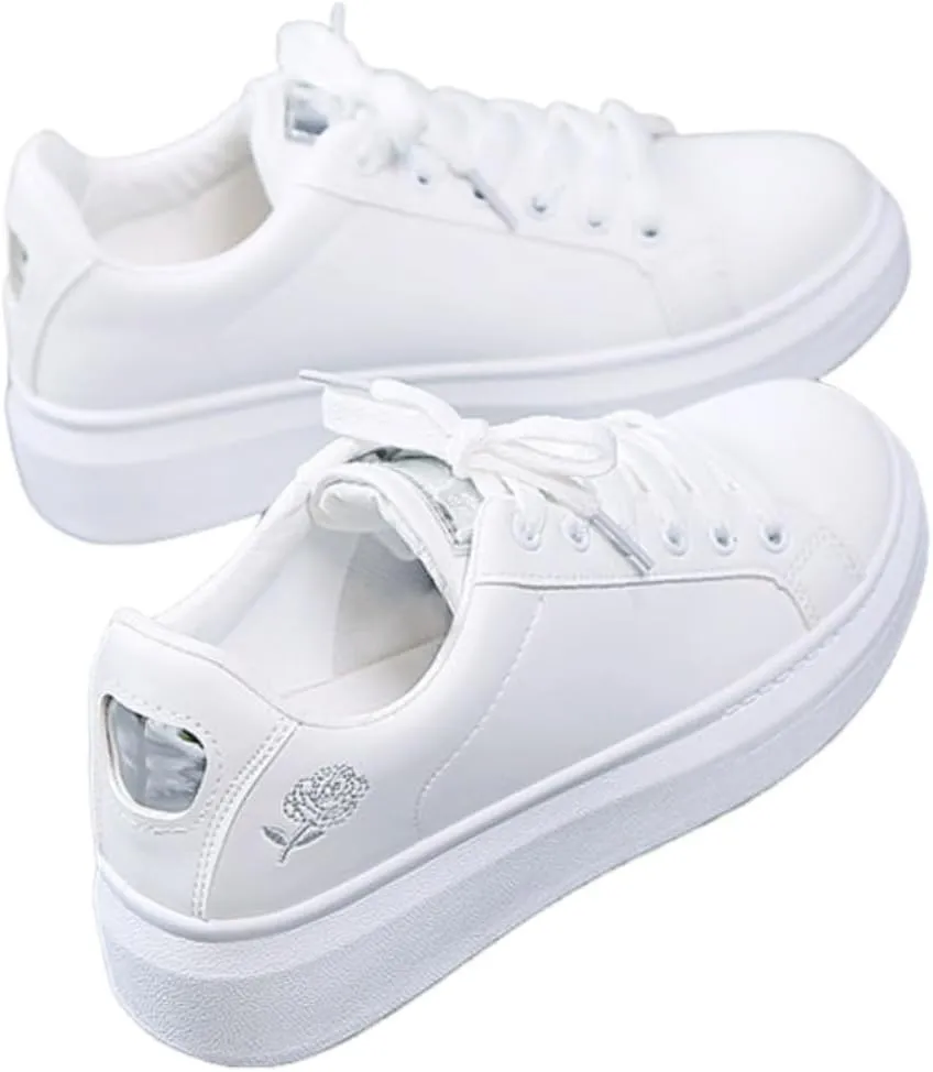 Non-Slip Comfortable Casual Lace-up Ladies Shoes Trendy Sneakers for Women Solid Color Classic Korean Style