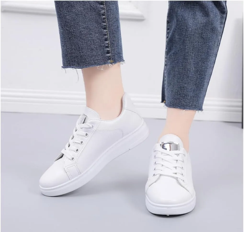 Non-Slip Comfortable Casual Lace-up Ladies Shoes Trendy Sneakers for Women Solid Color Classic Korean Style