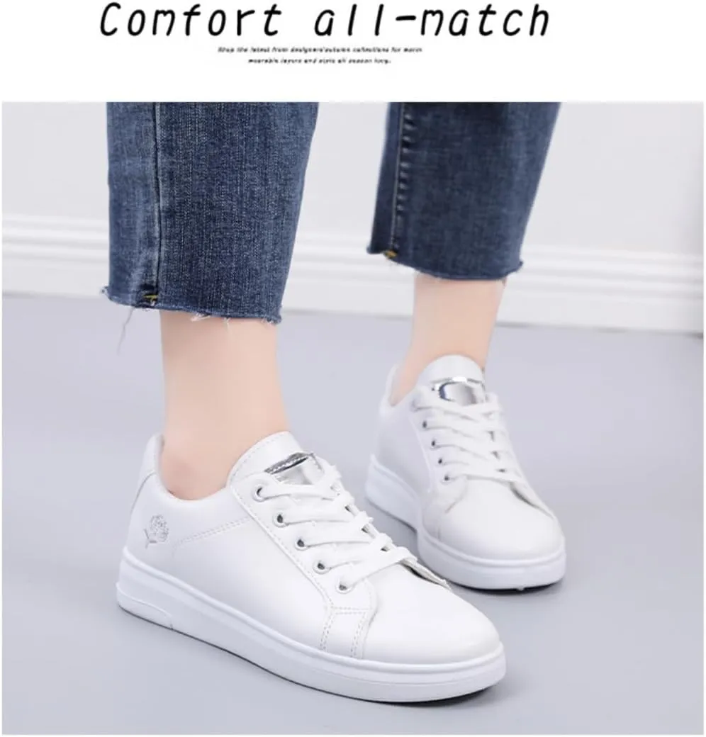 Non-Slip Comfortable Casual Lace-up Ladies Shoes Trendy Sneakers for Women Solid Color Classic Korean Style