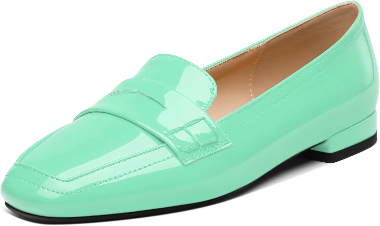 NUMALEO Women's Loafers Penny Loafers Fashion Comfortable Slip On Flats for Women Low Heel Chunky Pumps Patent Heels Work Office Dressy Shoes