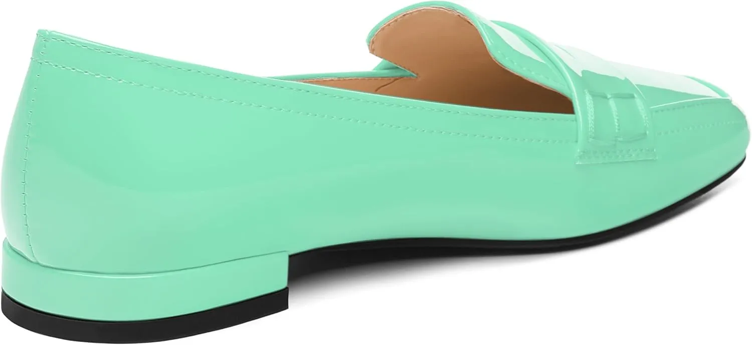 NUMALEO Women's Loafers Penny Loafers Fashion Comfortable Slip On Flats for Women Low Heel Chunky Pumps Patent Heels Work Office Dressy Shoes