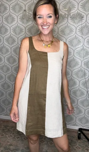 Olive Colorblock Dress