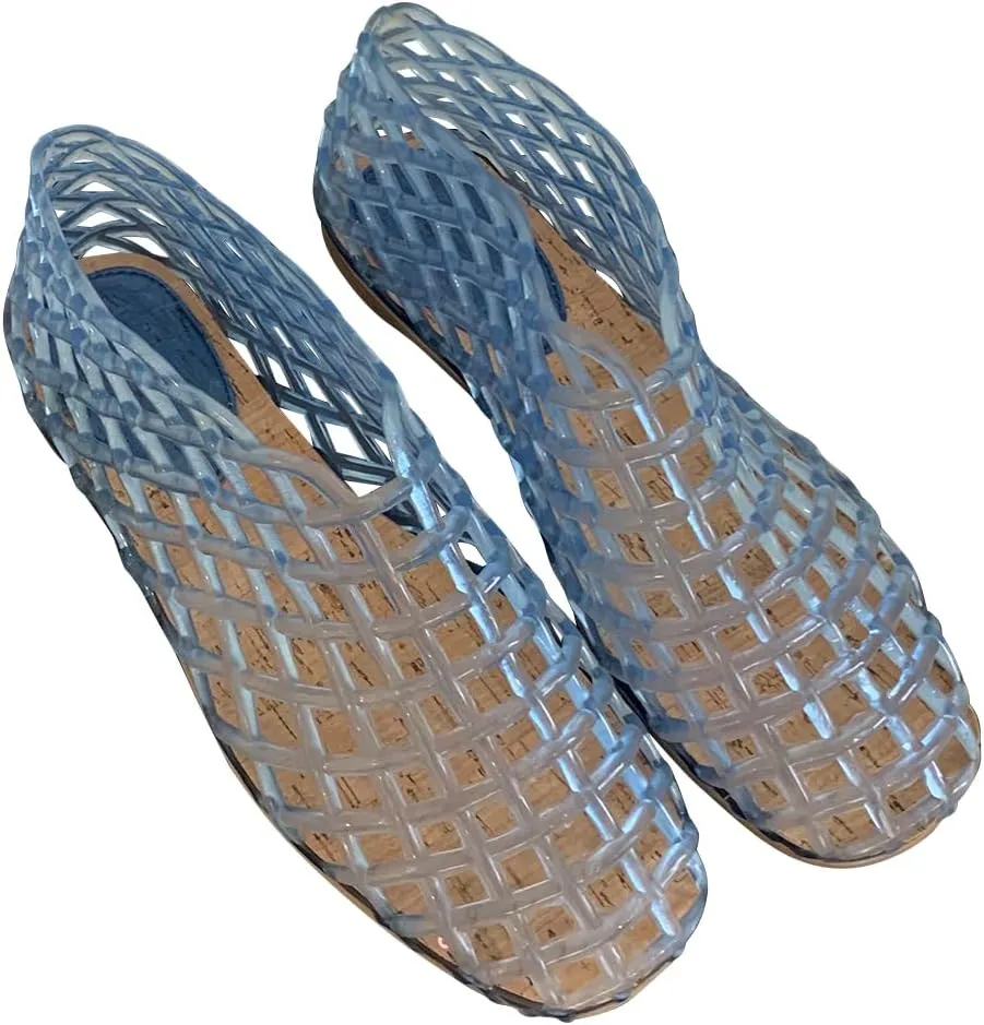 Orgonite Jelly Mesh Ballet Flats for Women, Hollowed Jelly Slip On Ballerina Shoes, Round Toe Fishnet Flats, Mary Jane Flats