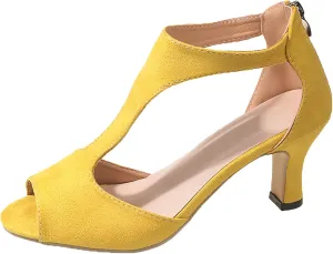 Orthopedic Heels for Women Summer High Heel Dress Shoes Open Toe Suede Sandals Cutout Roman Sandals with Back Zipper