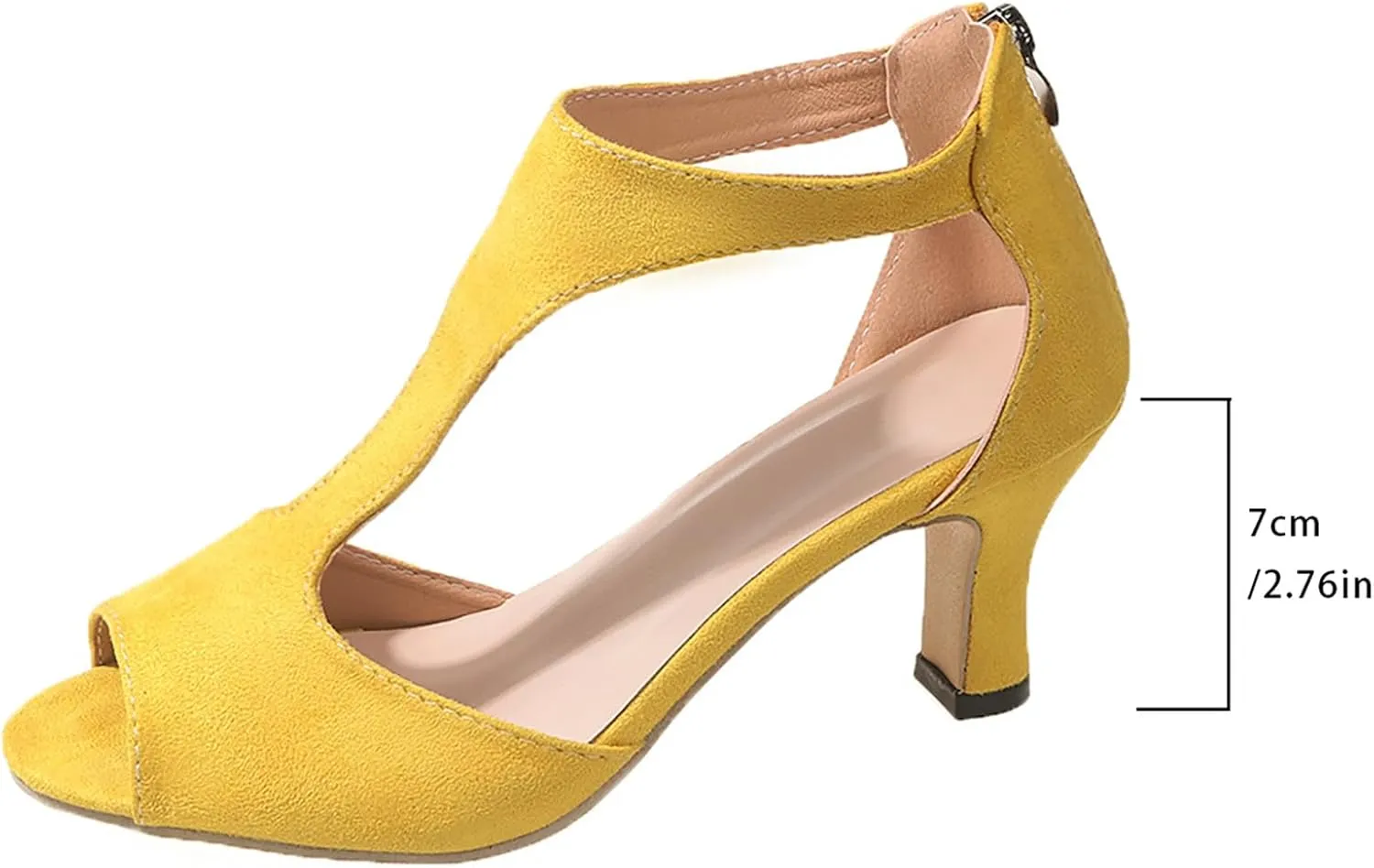 Orthopedic Heels for Women Summer High Heel Dress Shoes Open Toe Suede Sandals Cutout Roman Sandals with Back Zipper