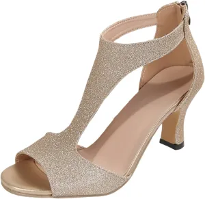 Orthopedic Heels for Women Summer High Heel Dress Shoes Open Toe Suede Sandals Cutout Roman Sandals with Back Zipper