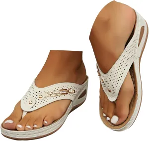 Orthopedic Sandals for Women, Breathable Mesh Hollow Sports Sandals, Thick-Soled Non-Slip Wedge Summer Casual Flip-Flops