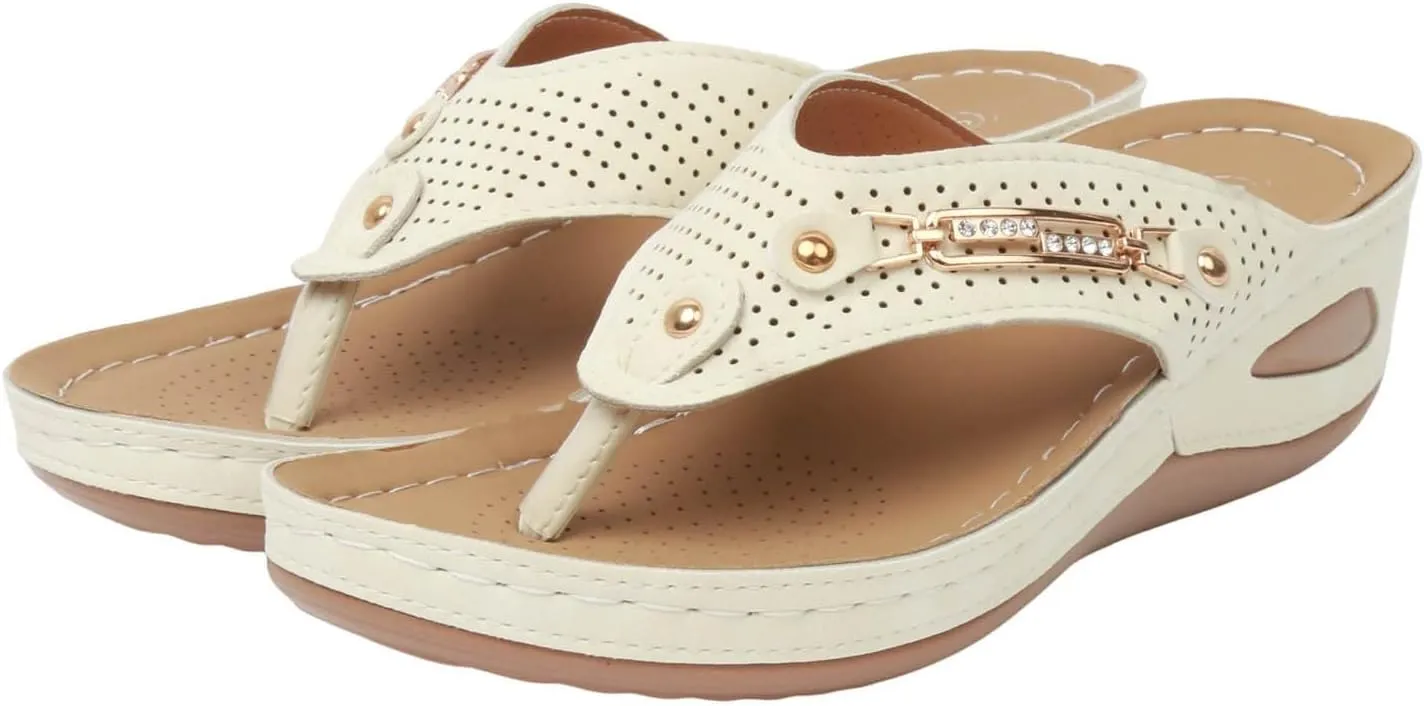 Orthopedic Sandals for Women, Breathable Mesh Hollow Sports Sandals, Thick-Soled Non-Slip Wedge Summer Casual Flip-Flops
