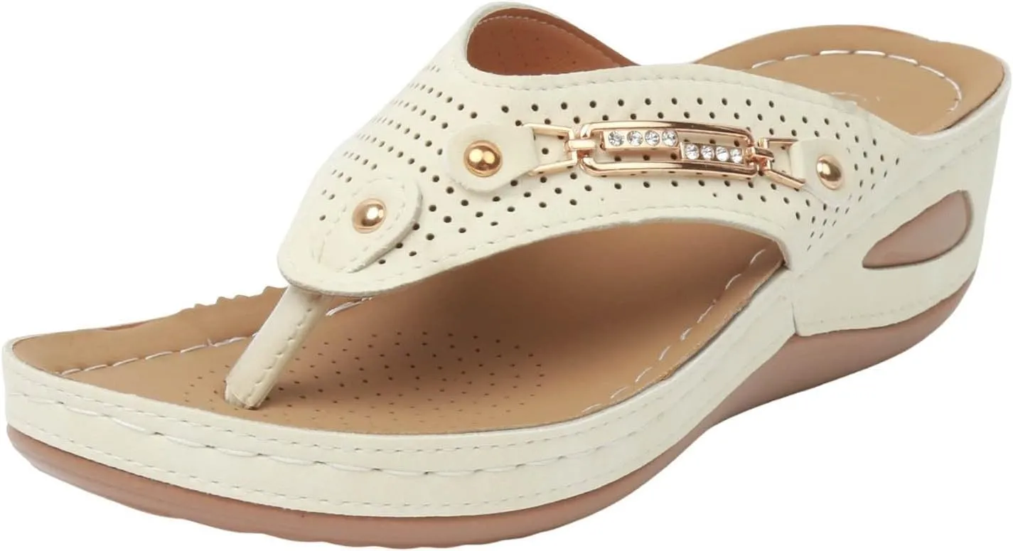 Orthopedic Sandals for Women, Breathable Mesh Hollow Sports Sandals, Thick-Soled Non-Slip Wedge Summer Casual Flip-Flops