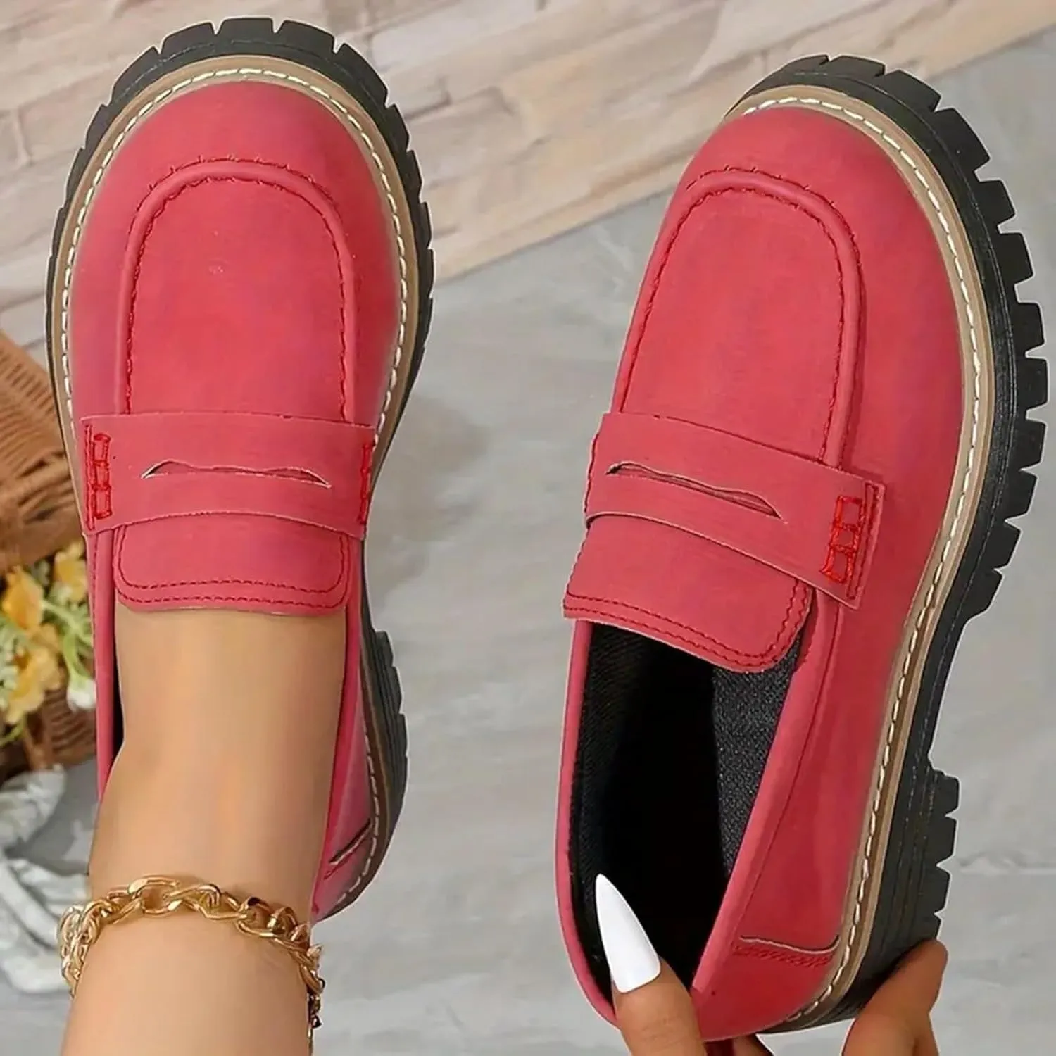 Orthoture-Orthopedic Platform Loafers Comfort Orthopedic Shoes Womens Round Toe Walking Shoe Slip on Dressy Shoes