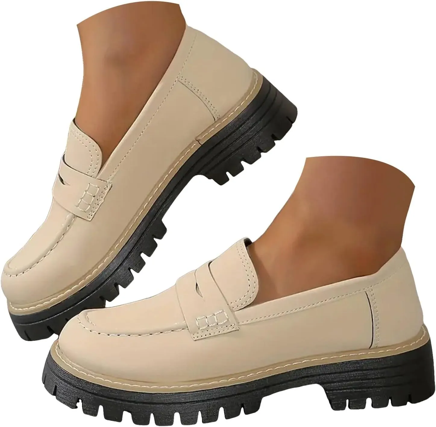 Orthoture-Orthopedic Platform Loafers Wide Toe Lightweight Casual Comfort Shoes Slip-On Chunky Low Heel Fashion Loafers