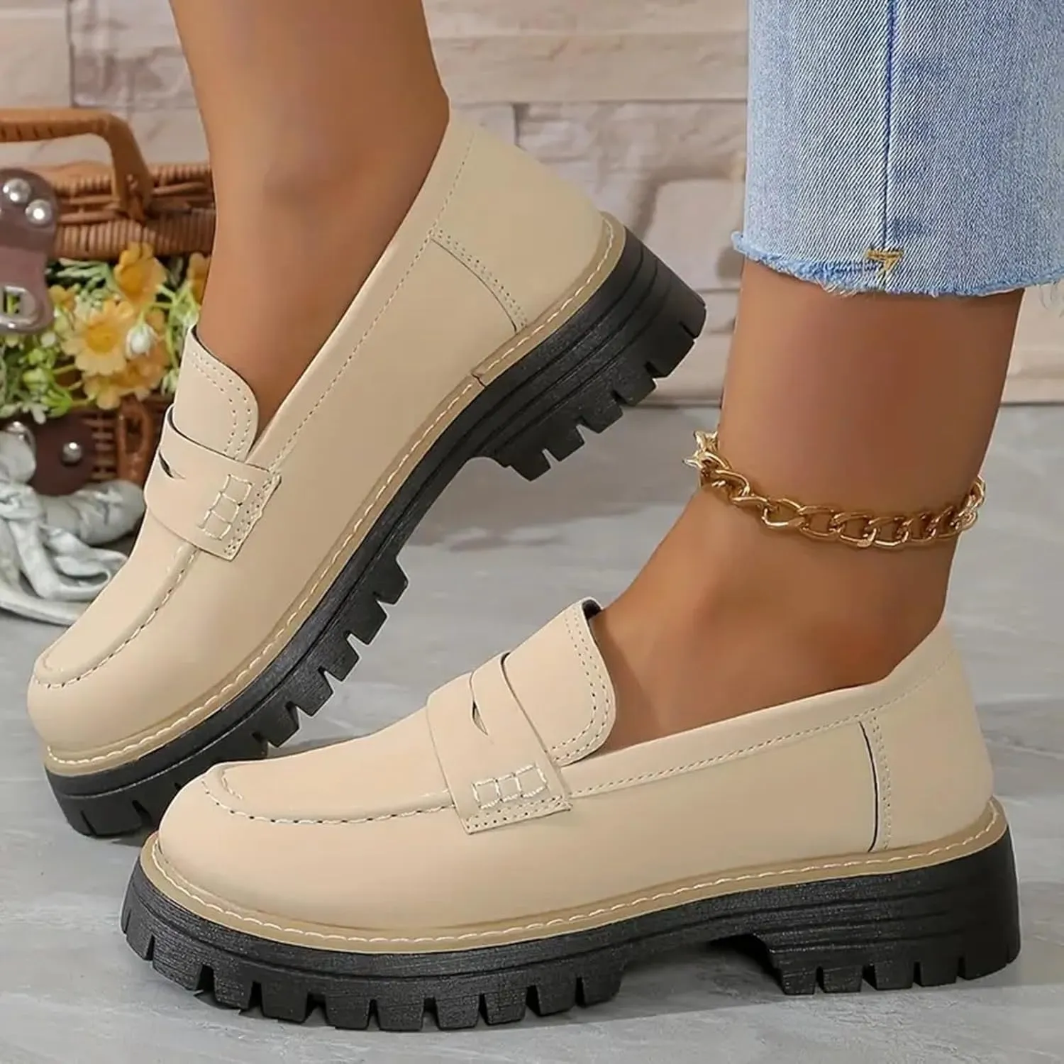 Orthoture-Orthopedic Platform Loafers Wide Toe Lightweight Casual Comfort Shoes Slip-On Chunky Low Heel Fashion Loafers
