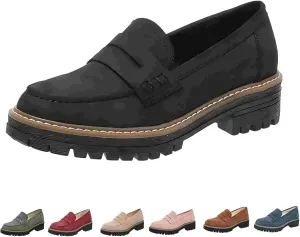 Orthoture Orthopedic Platform Loafers, Womens Round Retro Toe Comfortable Slip On Work Single Lug Sole Loafers