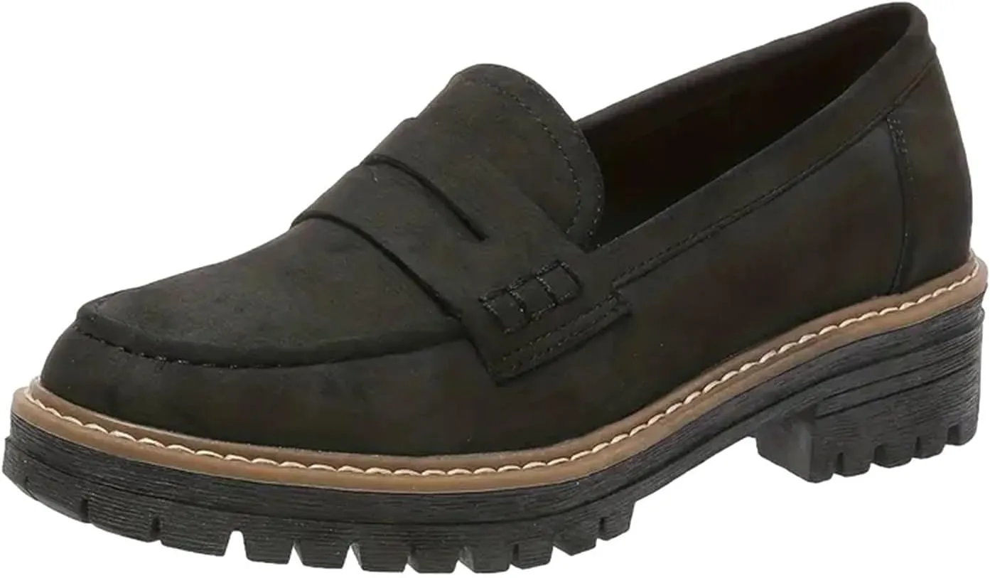 Orthoture Orthopedic Platform Loafers, Womens Round Retro Toe Comfortable Slip On Work Single Lug Sole Loafers