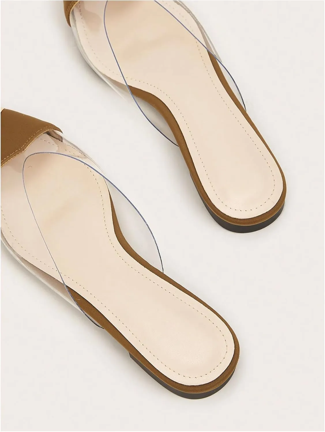 OYOANGLE Women's Metallic Transparent PVC Pointed Toe Flat Shoes Slip On Casual Outdoor Flat Mules