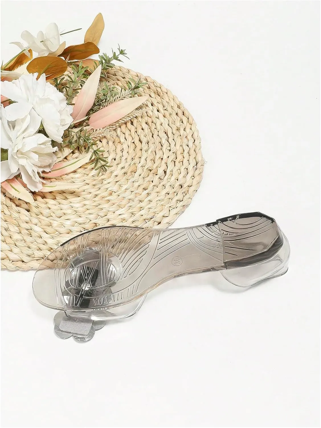 OYOANGLE Women's Rhinestone Jelly Shoes Cute Open Toe Comfy Crystal Sandals Clear Non-slip Outdoor Flats