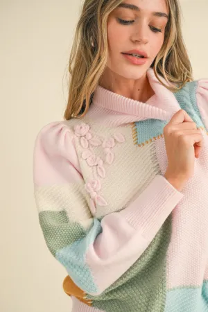 Patchwork Turtleneck Sweater