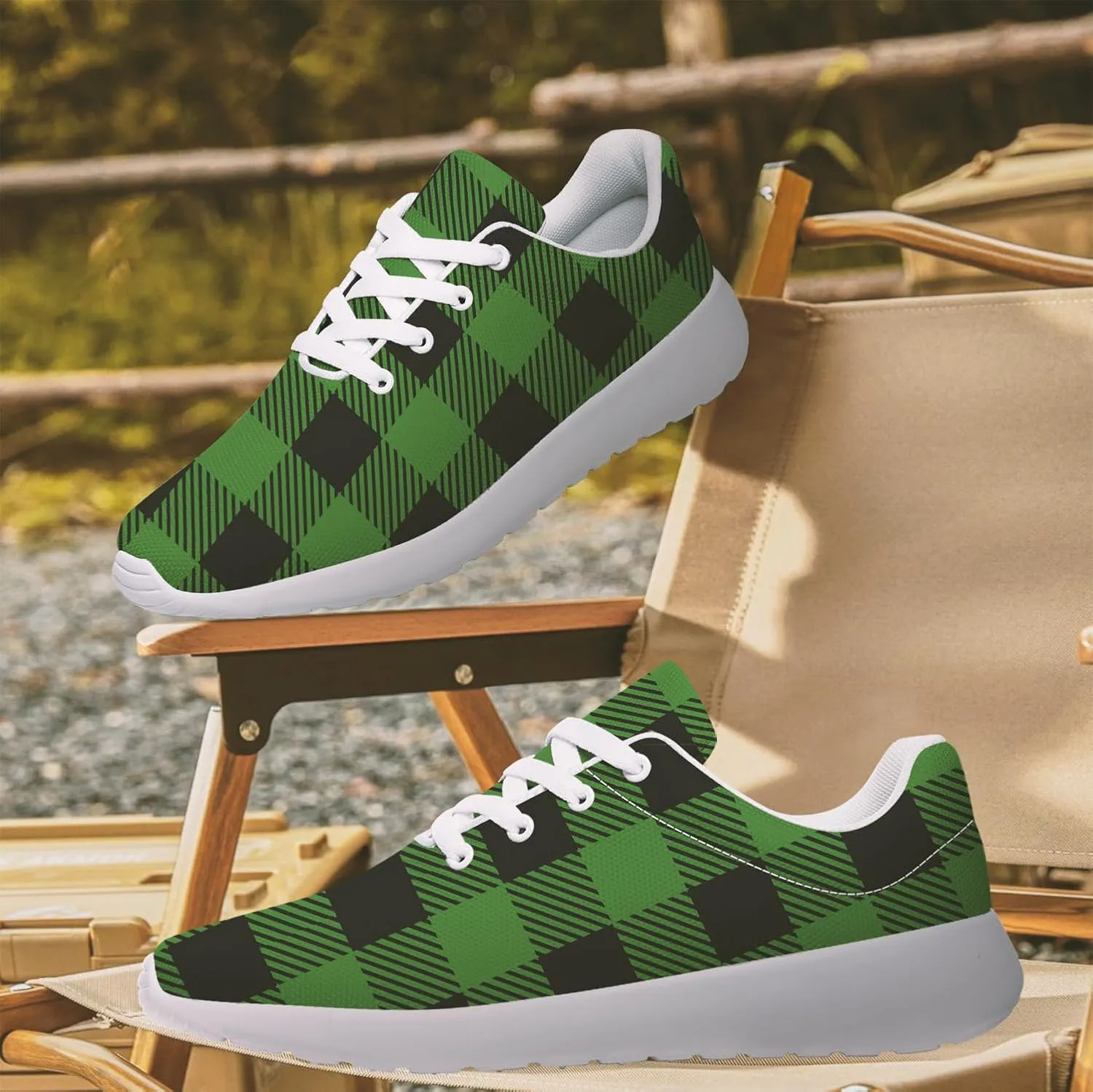 Plaid Sneakers for Women Men Running Shoes Casual Tennis Shoes Plaid Gifts for Women Men
