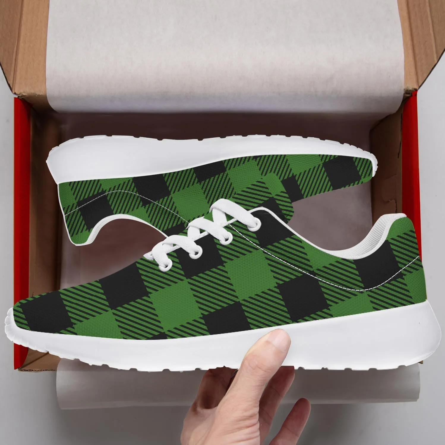 Plaid Sneakers for Women Men Running Shoes Casual Tennis Shoes Plaid Gifts for Women Men