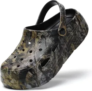 Platform Graphic Clogs for Women: Summer Garden Shoes - Slip On Beach Sandals - Outdoor Water Slippers with Removable Insole