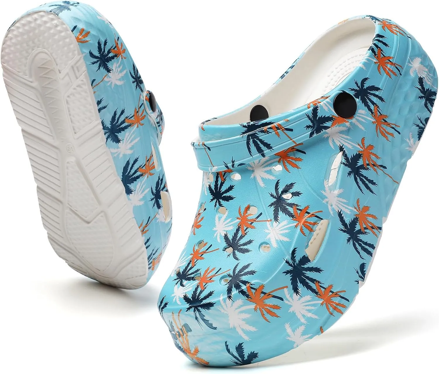 Platform Graphic Clogs for Women: Summer Garden Shoes - Slip On Beach Sandals - Outdoor Water Slippers with Removable Insole