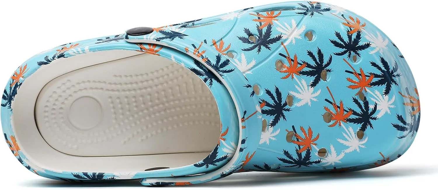 Platform Graphic Clogs for Women: Summer Garden Shoes - Slip On Beach Sandals - Outdoor Water Slippers with Removable Insole