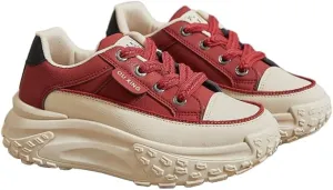 Platform Sneakers High Heel Sneakers for Women Wedge Sneakers Leather Upper Fashion Lace up Sneakers Increasing 1.78 inch