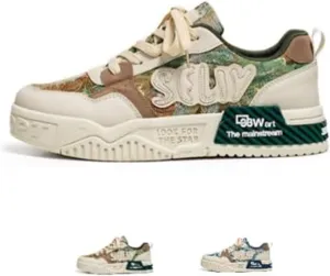 Printed Casual Chunky Printed Sneakers Women Trendy Aesthetic Skate Walking Shoes Platform Couple Shoes