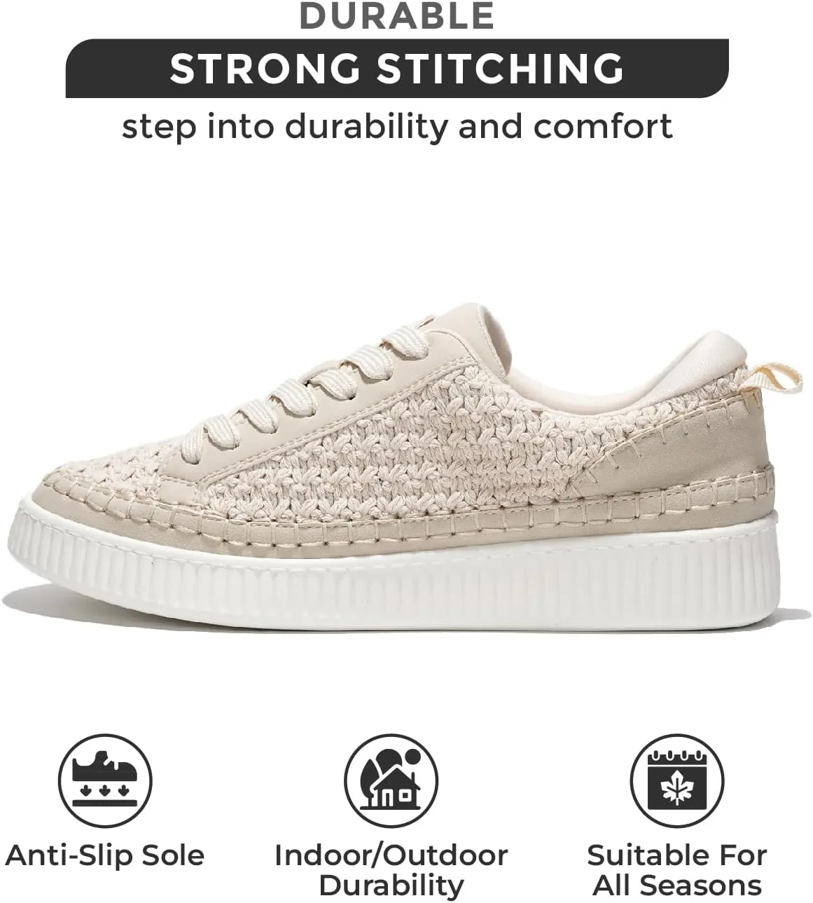 Project Cloud Sneakers for Women - Memory Foam Shoes for Women & Women's Fashion Sneakers, Lace-Up Sneakers for Women - Non-Slip Shoes - Womens Trendy Sneakers (Lona)