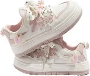 Rabbit Sneakers for Women and Girl Y2K Cute Canvas Preppy Shoes Pink Chunky Kawaii Platform Laces Up Walking Streetwear Fit Well