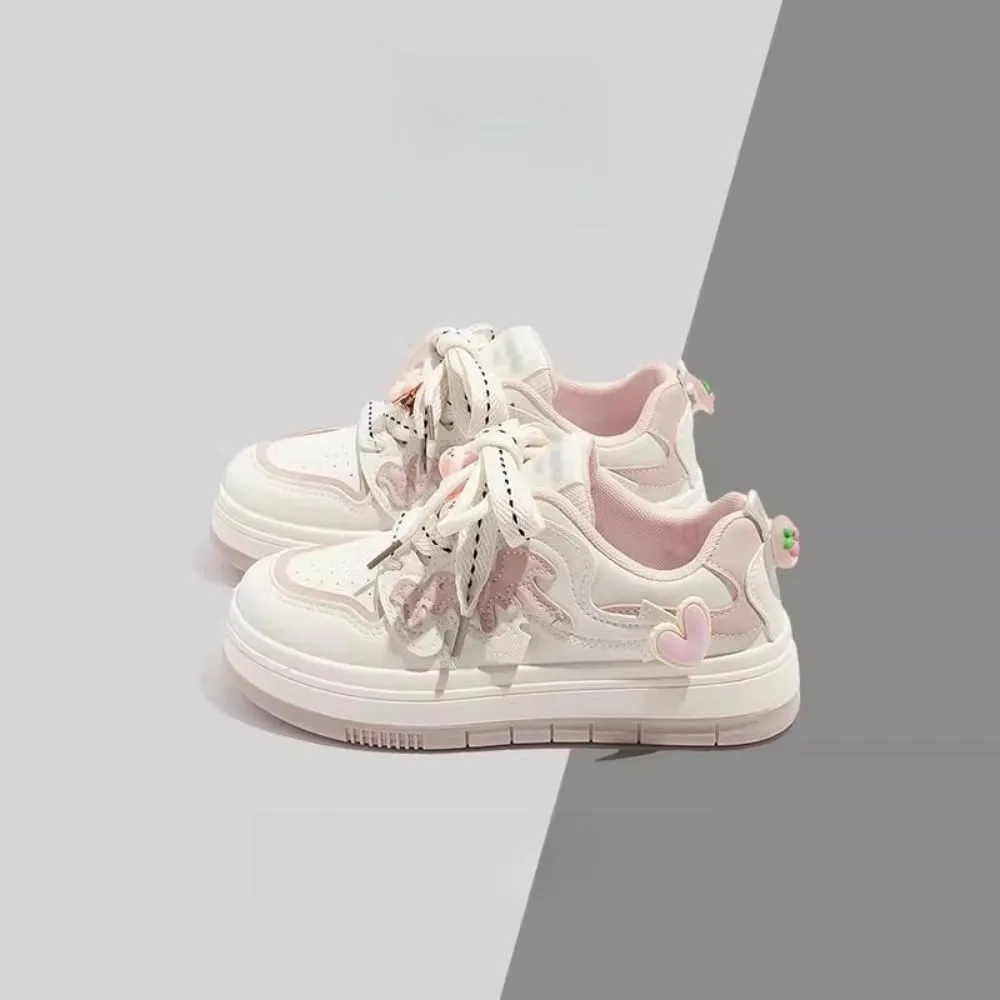 Rabbit Sneakers for Women and Girl Y2K Cute Canvas Preppy Shoes Pink Chunky Kawaii Platform Laces Up Walking Streetwear Fit Well