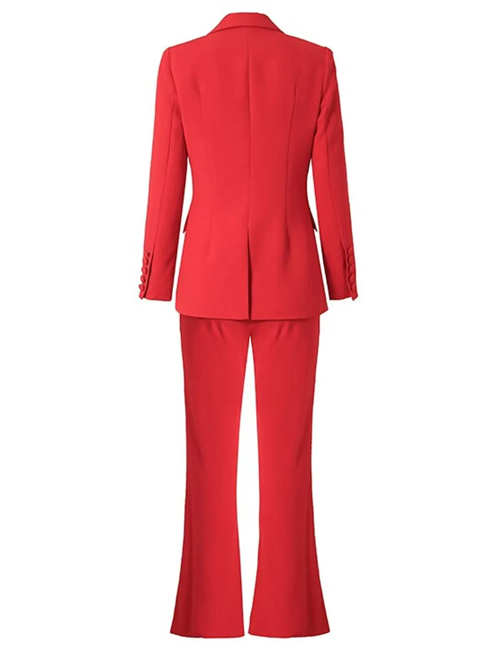 Red 2 Piece Peak Lapel Single Breasted Slim Fit Women's Suit