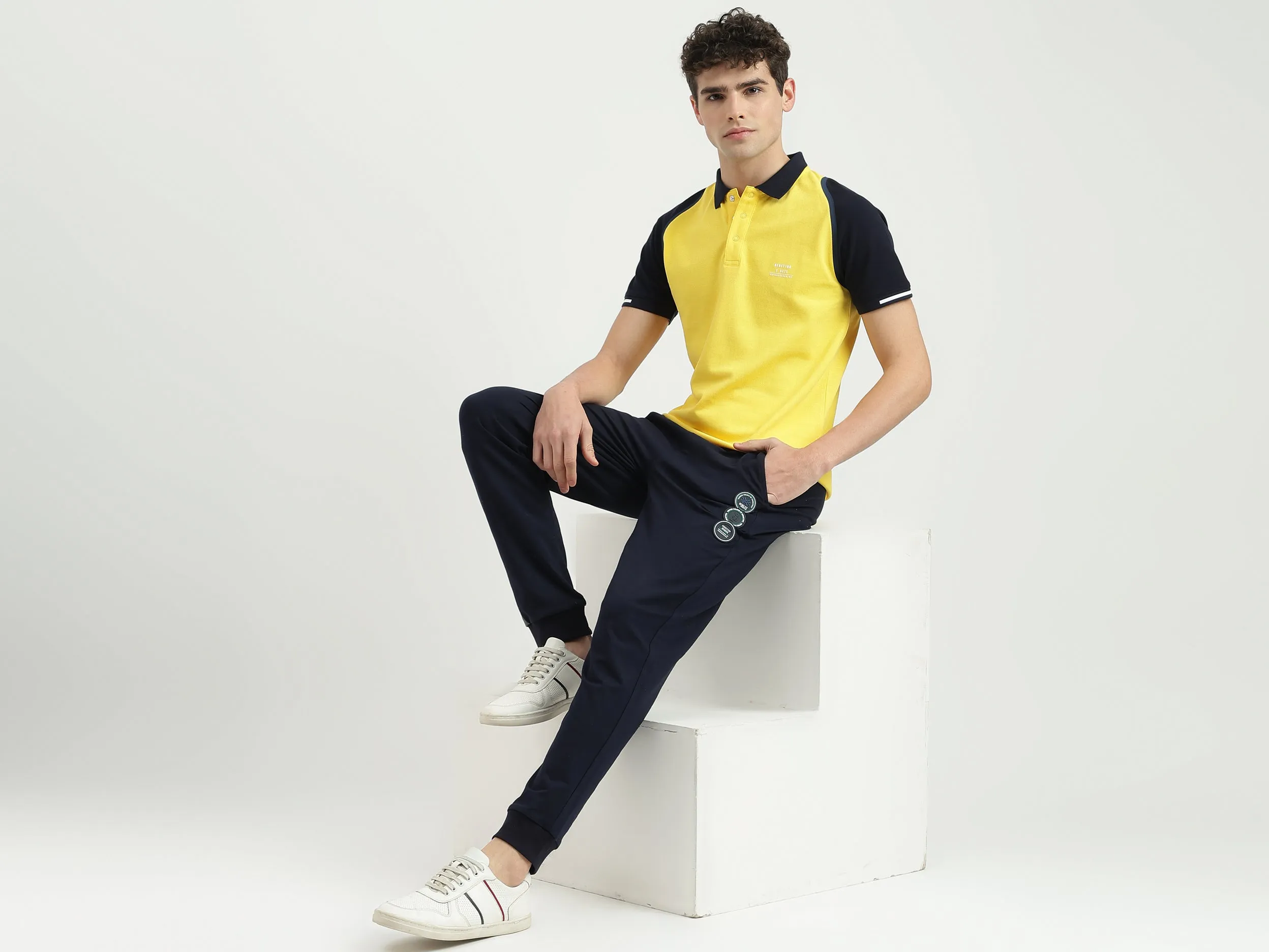 Regular Fit Polo Neck Colorblock T-Shirt