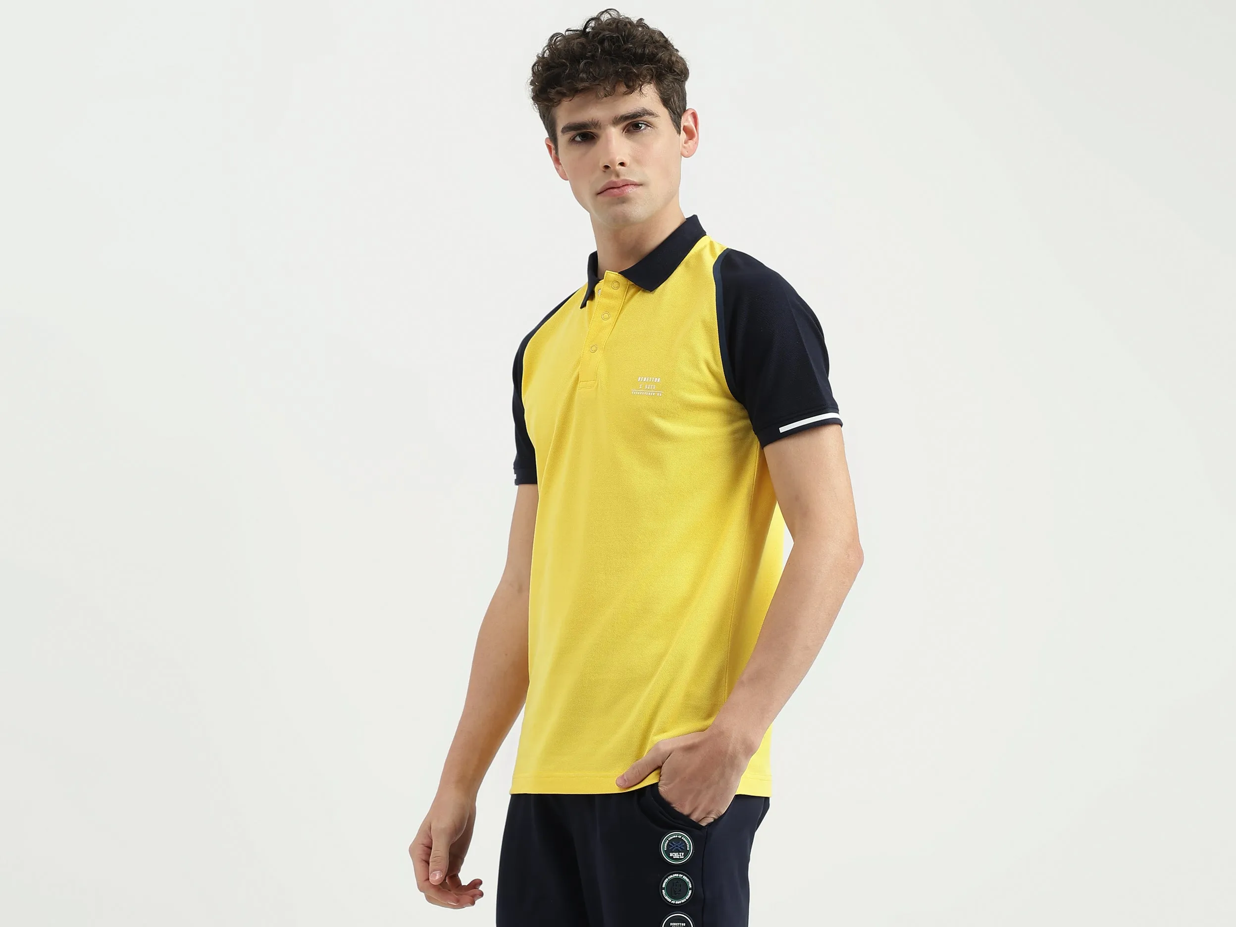 Regular Fit Polo Neck Colorblock T-Shirt