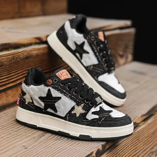 Retro Star Platform Shoes Vintage Chunky Sneakers for Women Men Trendy Casual Aesthetic Y2k Skate Shoes